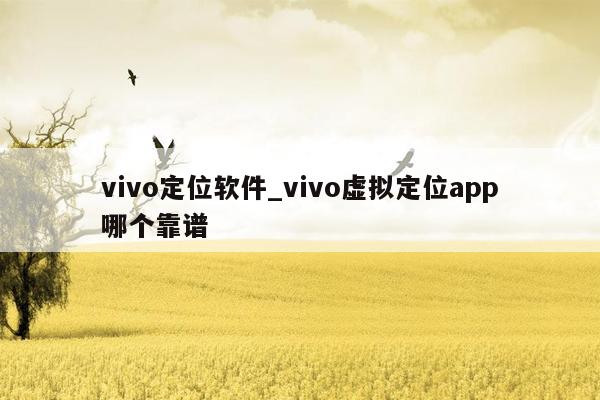 vivo定位软件_vivo虚拟定位app哪个靠谱