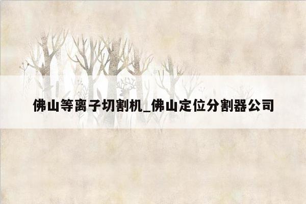 佛山等离子切割机_佛山定位分割器公司
