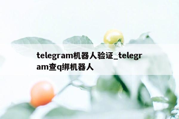 telegram机器人验证_telegram查q绑机器人