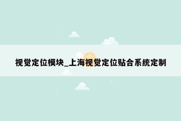 视觉定位模块_上海视觉定位贴合系统定制