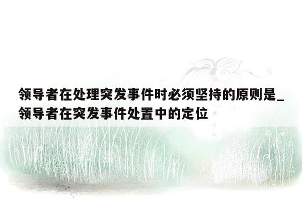 领导者在处理突发事件时必须坚持的原则是_领导者在突发事件处置中的定位