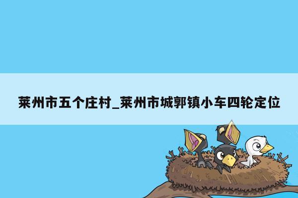 莱州市五个庄村_莱州市城郭镇小车四轮定位