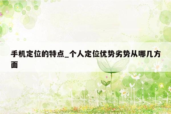 手机定位的特点_个人定位优势劣势从哪几方面