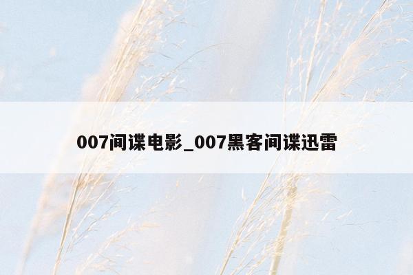 007间谍电影_007黑客间谍迅雷