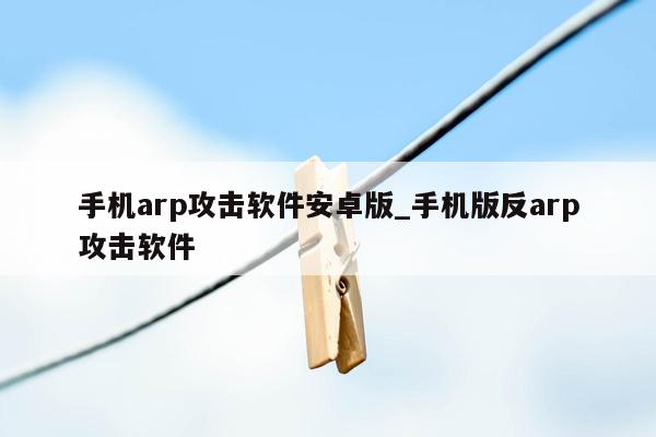 手机arp攻击软件安卓版_手机版反arp攻击软件
