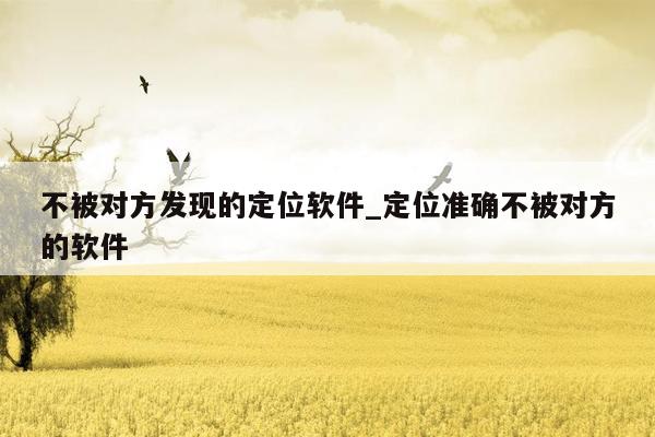 不被对方发现的定位软件_定位准确不被对方的软件