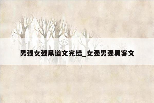 男强女强黑道文完结_女强男强黑客文