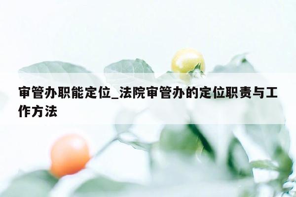 审管办职能定位_法院审管办的定位职责与工作方法