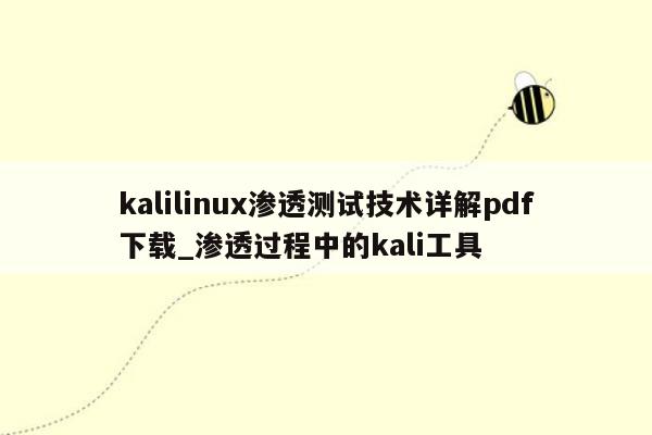 kalilinux渗透测试技术详解pdf下载_渗透过程中的kali工具
