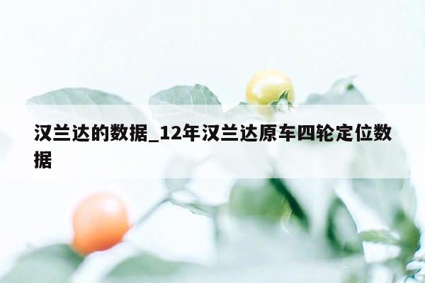 汉兰达的数据_12年汉兰达原车四轮定位数据