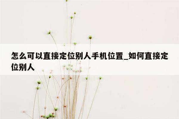 怎么可以直接定位别人手机位置_如何直接定位别人