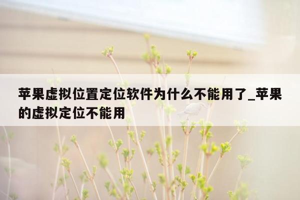 苹果虚拟位置定位软件为什么不能用了_苹果的虚拟定位不能用