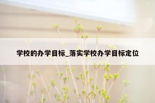 学校的办学目标_落实学校办学目标定位