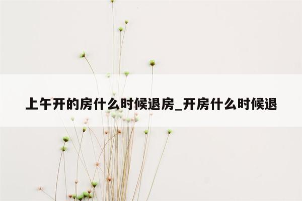 上午开的房什么时候退房_开房什么时候退