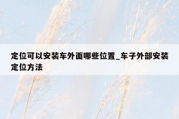定位可以安装车外面哪些位置_车子外部安装定位方法