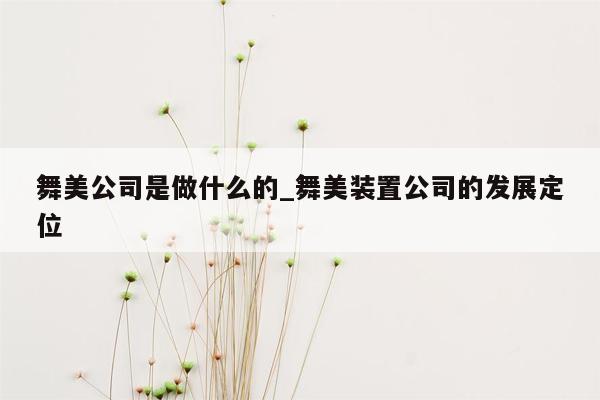 舞美公司是做什么的_舞美装置公司的发展定位