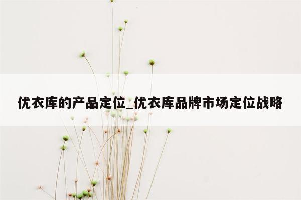 优衣库的产品定位_优衣库品牌市场定位战略