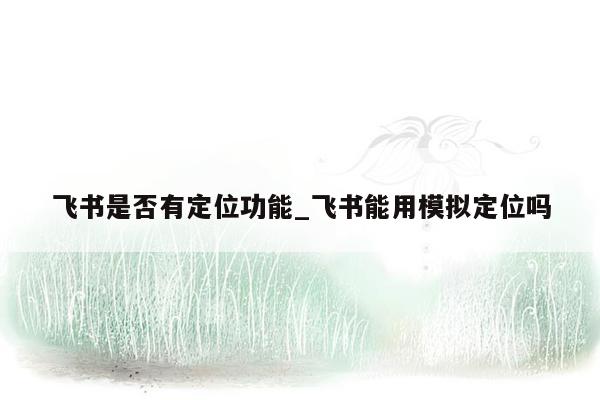 飞书是否有定位功能_飞书能用模拟定位吗