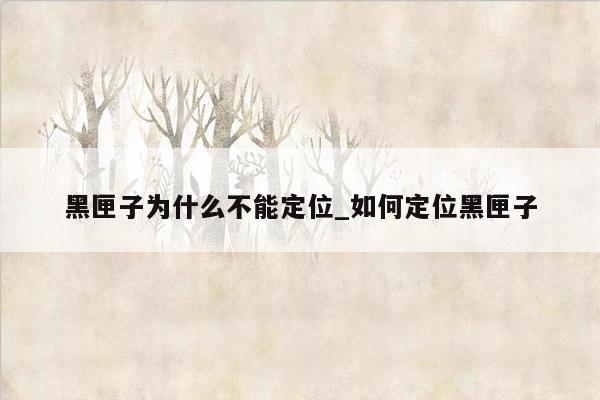 黑匣子为什么不能定位_如何定位黑匣子