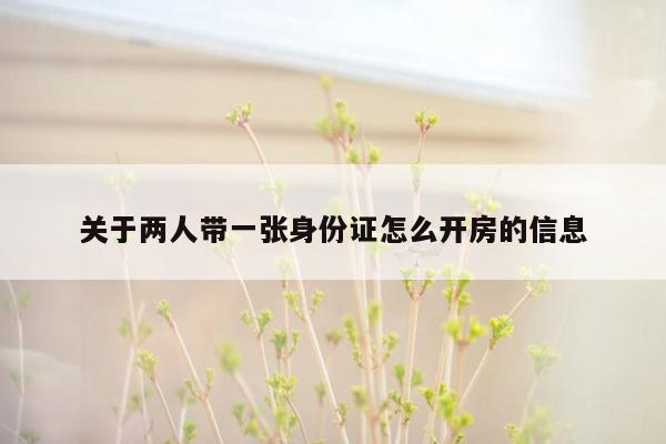 关于两人带一张身份证怎么开房的信息