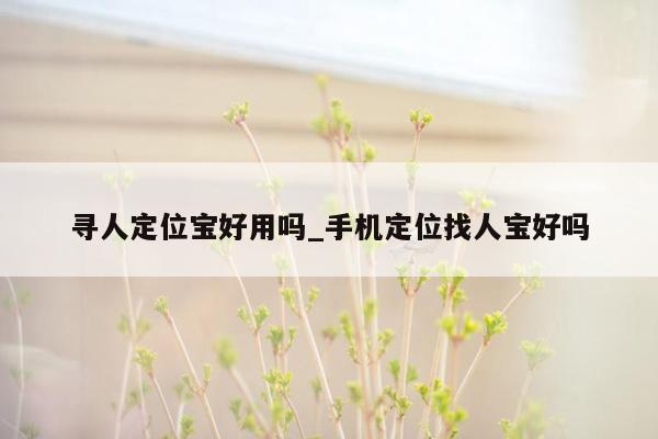寻人定位宝好用吗_手机定位找人宝好吗