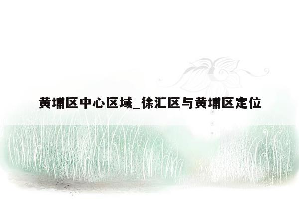 黄埔区中心区域_徐汇区与黄埔区定位