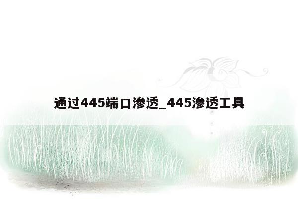 通过445端口渗透_445渗透工具
