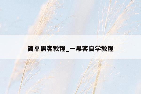 简单黑客教程_一黑客自学教程