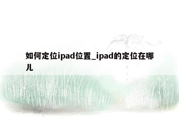 如何定位ipad位置_ipad的定位在哪儿