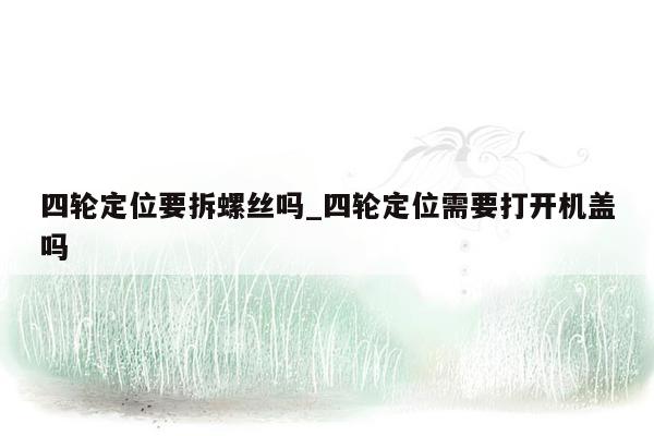 四轮定位要拆螺丝吗_四轮定位需要打开机盖吗