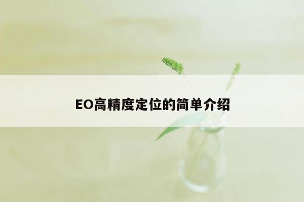EO高精度定位的简单介绍