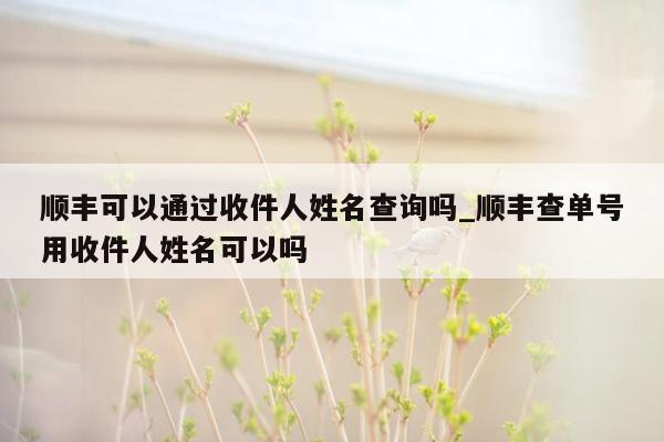 顺丰可以通过收件人姓名查询吗_顺丰查单号用收件人姓名可以吗