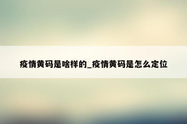 疫情黄码是啥样的_疫情黄码是怎么定位