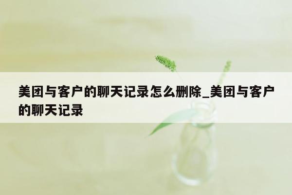 美团与客户的聊天记录怎么删除_美团与客户的聊天记录