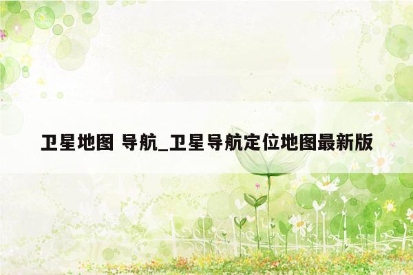 卫星地图 导航_卫星导航定位地图最新版