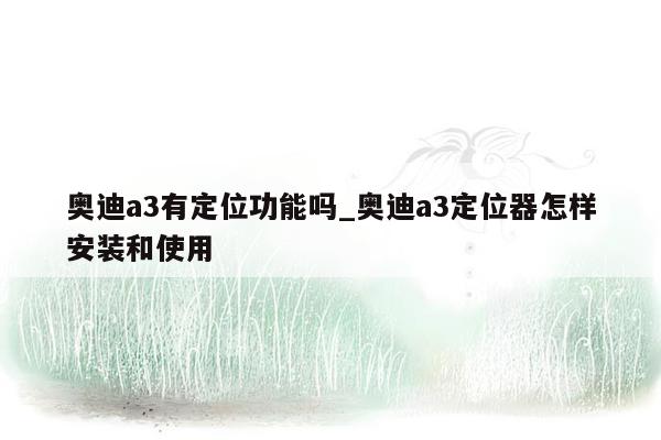 奥迪a3有定位功能吗_奥迪a3定位器怎样安装和使用