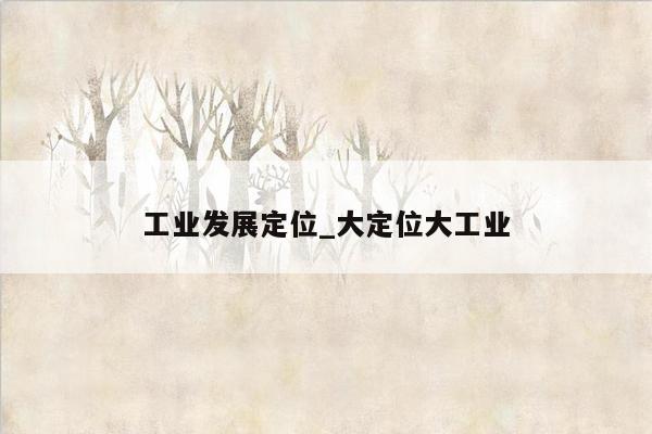 工业发展定位_大定位大工业