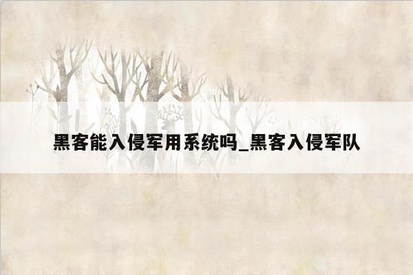 黑客能入侵军用系统吗_黑客入侵军队