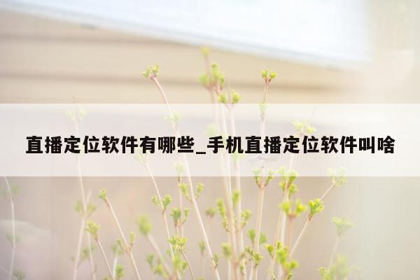 直播定位软件有哪些_手机直播定位软件叫啥