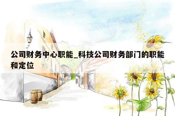 公司财务中心职能_科技公司财务部门的职能和定位