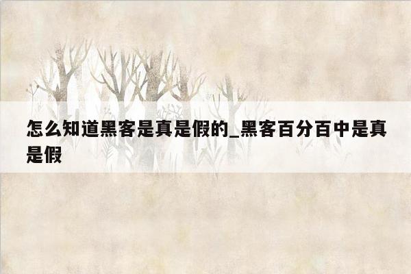 怎么知道黑客是真是假的_黑客百分百中是真是假