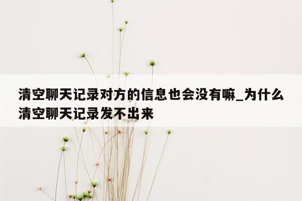 清空聊天记录对方的信息也会没有嘛_为什么清空聊天记录发不出来