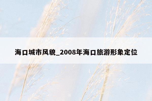 海口城市风貌_2008年海口旅游形象定位