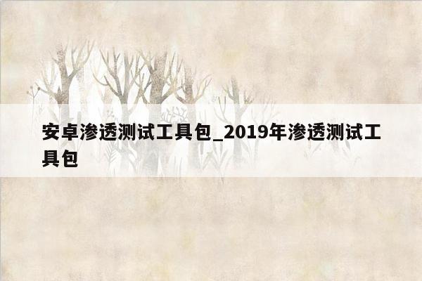 安卓渗透测试工具包_2019年渗透测试工具包