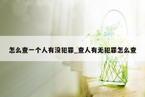 怎么查一个人有没犯罪_查人有无犯罪怎么查