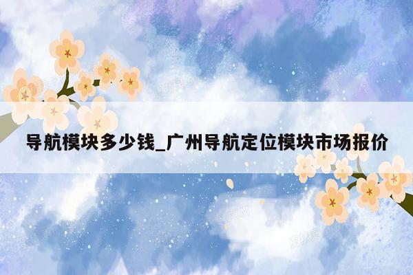 导航模块多少钱_广州导航定位模块市场报价