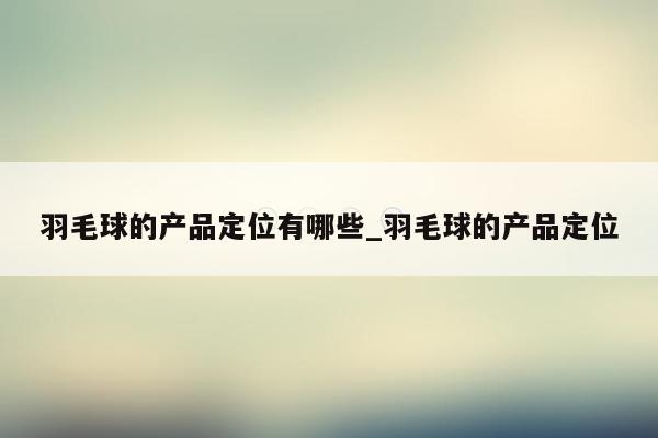 羽毛球的产品定位有哪些_羽毛球的产品定位