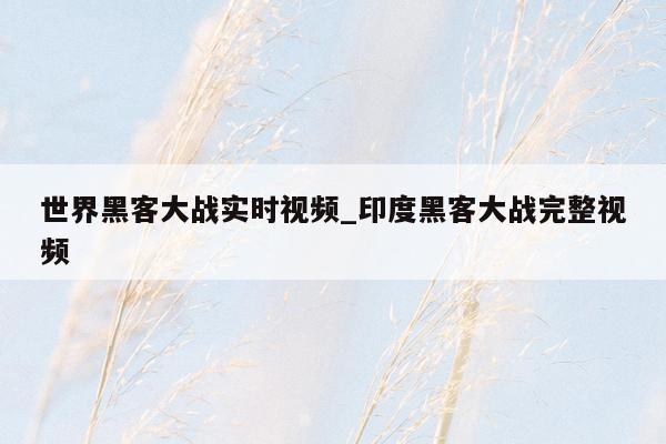 世界黑客大战实时视频_印度黑客大战完整视频