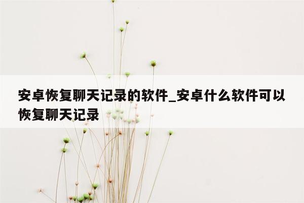 安卓恢复聊天记录的软件_安卓什么软件可以恢复聊天记录