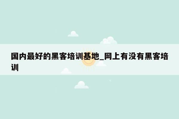 国内最好的黑客培训基地_网上有没有黑客培训